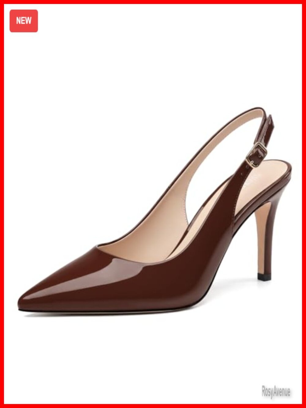 Womens Slingback High Heels Patent Leather Pumps Pointed Toe